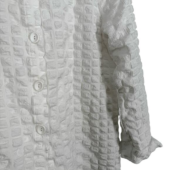 Shana Sz Medium White Wearable Art to Wear Long Sleeve Blouse Shirt Top Unique - Picture 7 of 9